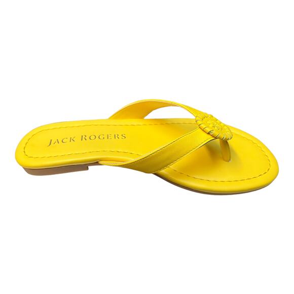 JACK ROGERS Rowan Leather Flip Flops Padded Insole Slip On Yellow 6 NIB - Picture 7 of 7